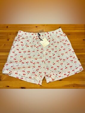 White Cotton Cherry-Print Men's Boxer Shorts